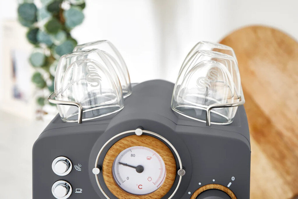 Ekspres SWAN SK22110GRYN Nordic Pump Szary praktyczny stojak przechowywanie filizanek