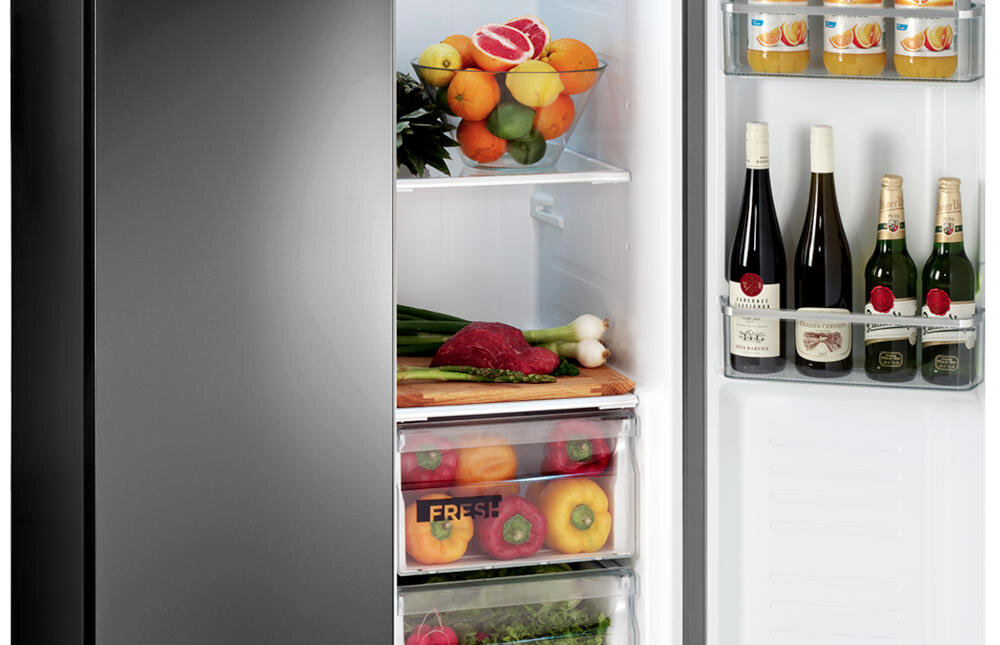 CONCEPT LA7383ds Side by Side balkoniki drzwi półki drobna żywność przechowywanie nabiał puszki napoje butelki stabilność