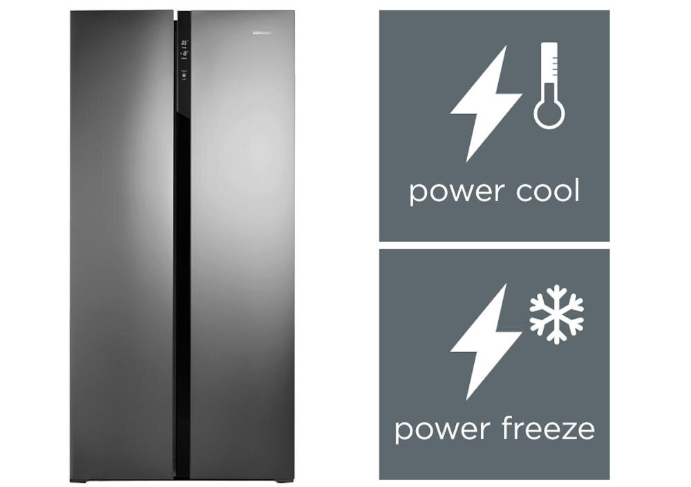 CONCEPT LA7383ds Side by Side funkcje power freeze cool szybkie chłodzenie żywność zamrażarka ochrona rozmrażanie