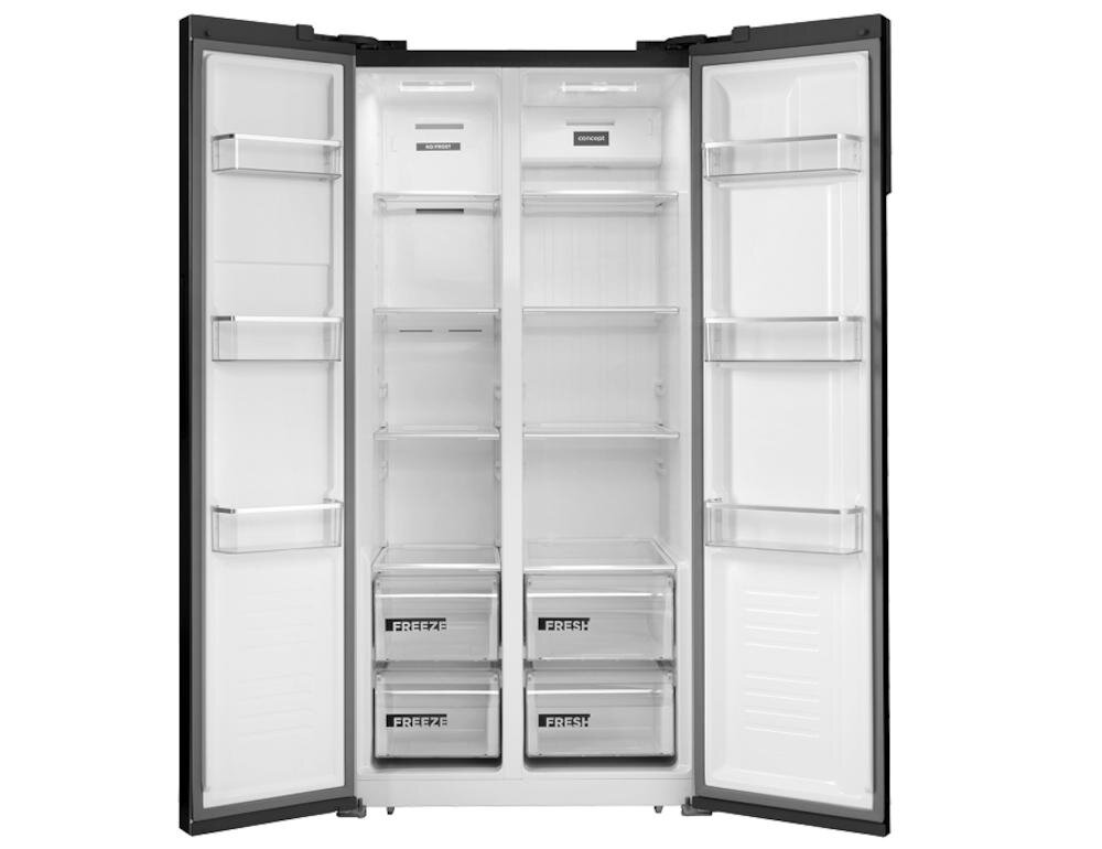 CONCEPT LA7383ds Side by Side lodówka wnętrze łatwe użytkowanie sekcja chłodząca szklane półki