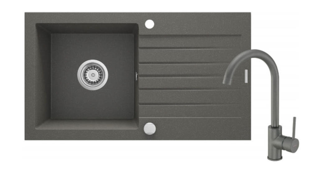 DEANTE Zorba ZQZVT113 zlewozmywak komora blat połysk powierzchnia bateria stojąca wylewka montaż łatwy czystość ociekacz osuszanie naczynia owoce warzywa woda przestrzeń robocza