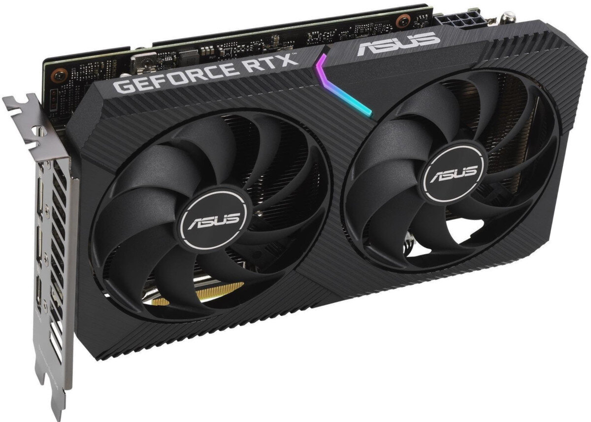 Karta graficzna ASUS Dual Mini GeForce RTX 3060 Ti V2 LHR 8GB wydajne chlodzenie