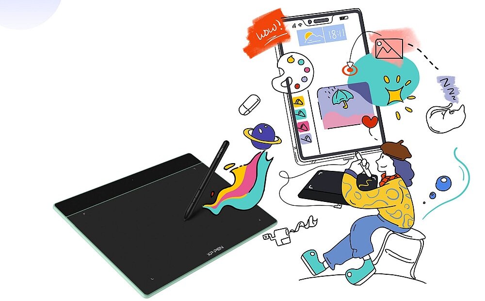 Tablet graficzny XP-PEN Deco Fun S  rysowanie pisanie projektowanie nacisk przekątna android windows komaptybilność usb grafika 
