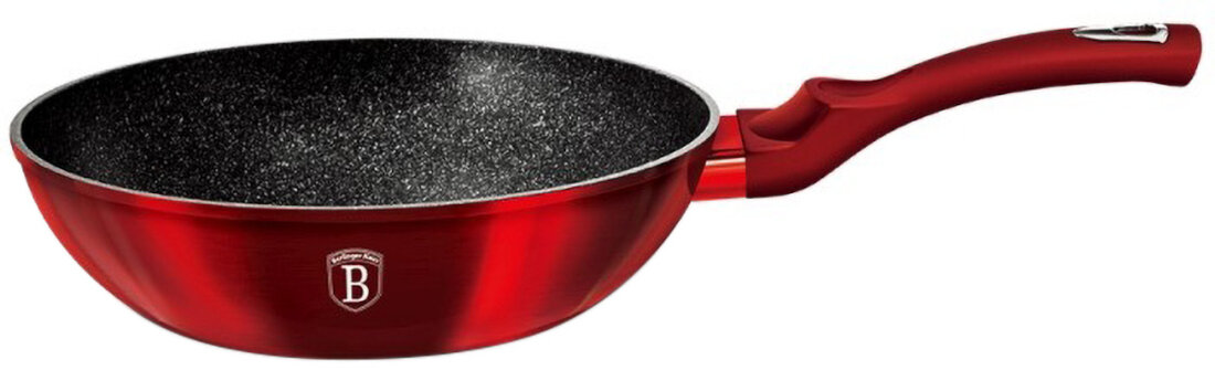 Patelnia wok BERLINGER HAUS Burgundy Metallic Line BH/1267N kolor kolorystyka wyglad prezentacja