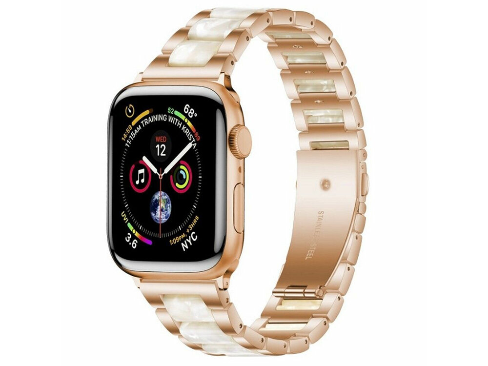 Pasek TECH-PROTECT Modern do Apple Watch bransoleta na bialym tle wykonczenie stal nierdzewna, design, regulacja dlugosci