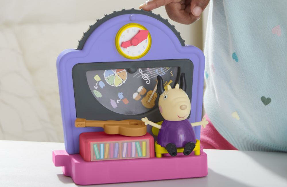 HASBRO-SWINKA-PEPPA-SZKOLA przesuwanie wskazówki zegar tablica muzyka lekcja