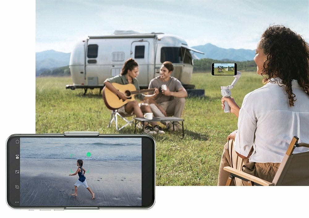Gimbal ręczny DJI Osmo Mobile 4 SE podazanie za obiektem activetrack
