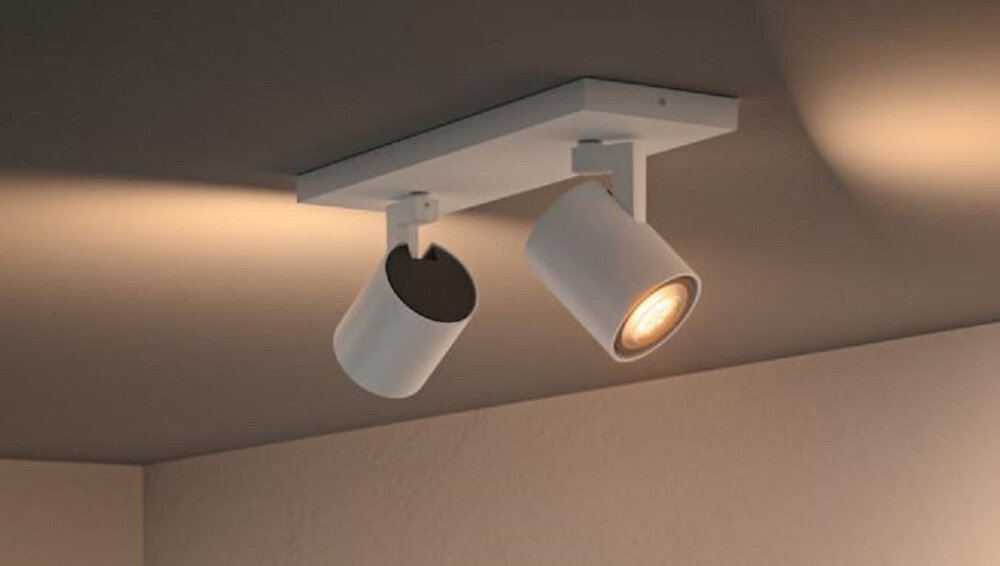 Reflektor PHILIPS HUE Runner 929003045601 Biały Bluetooth zrodlo swiatla 2 zarowki LED z gwintami GU10 moc do 50 W regulowane klosze skierowac w dowolnym kierunku