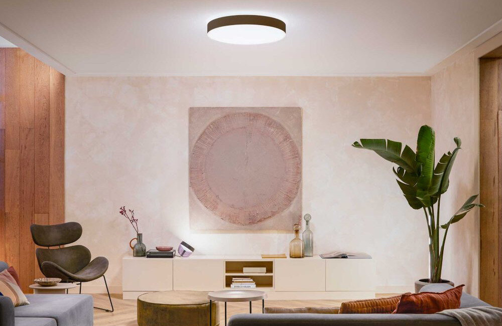 Lampa sufitowa PHILIPS HUE White Ambiance Enrave Czarny wyglad aplikacja