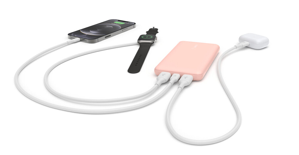 Powerbank BELKIN BPB011BTRG 10000mAh Różowo-złoty ładowanie podróż 3 urządzenia jednocześnie pojemność