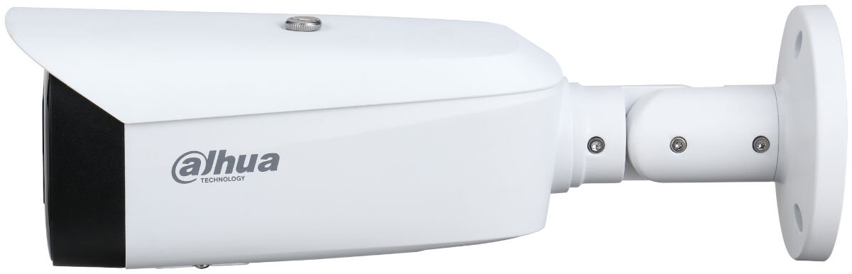 Kamera DAHUA HFW3249T1-AS-PV-0280B Zewnętrzna, LAN, Kamera obrotowa, czułość, lux, techniki, WDR, dynamika, na białym tle kamera od boku frontem na wprost
