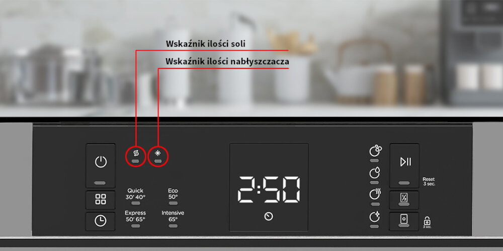 Zmywarka SHARP QW-NS1CF49ES-EU wskaźniki sól płyn nabłyszczacz
