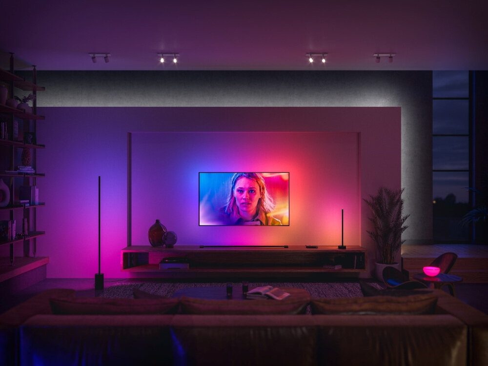 Inteligentna żarówka LED PHILIPS HUE 212378 9W E27 Wi-Fi (2 szt.) + Mostekżarówki nowej generacji energooszczędne klasa energetyczna F trzon E27 żywotność do 25000 godzin strumień świetlny 806 lm moc 9 W