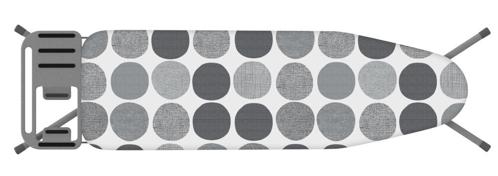 Deska do prasowania RORETS Novel Space Grey 120 x 38 cm funkcja regulacji wysokości od 75 do 97 cm dopasowanie do wzrostu użytkownika zwiększony komfort podczas prasowania podstawa z ocynkowanego drutu trwałość stabilność nogi rurek przekrój 22 mm solidność waga 5 kg łatwe przenoszenie blokada przed przypadkowym rozłożeniem przechowywanie w bezpieczny sposób lakierowane w kolorze space grey antenka na przewód