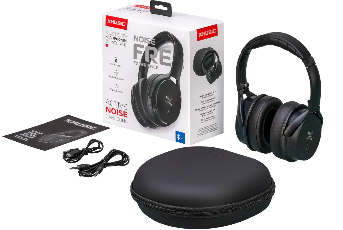 Sluchawki nauszne XMUSIC BTH900 Czarny elementy zestaw