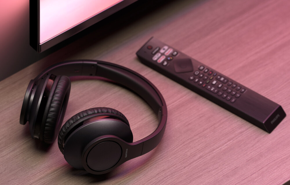 Słuchawki nauszne PHILIPS TAH6206BK/00 design konstrukcja dźwięk bezprzewodowa łączność mikrofon komfort obsługa złącza