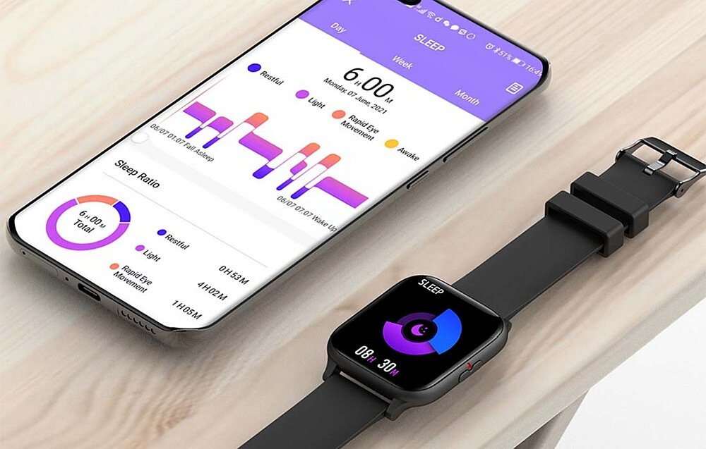Smartwatch COLMI P8 Mix  ekran bateria pomiar czujniki zdrowie sport tryby aplikacje łączność 