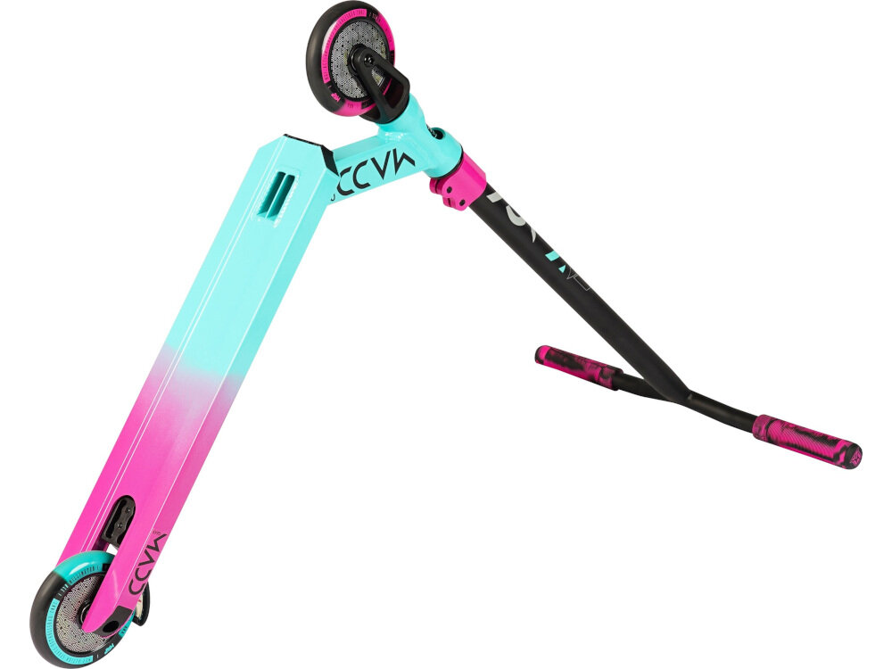 Hulajnoga wyczynowa MADD GEAR Kick Pro Turkusowo-różowy kółka rdzeniowe rozmiar 110 mm High Rebound wysokiej klasy chromowane łożyska ABEC 7 płynność ruchu twardość 88A