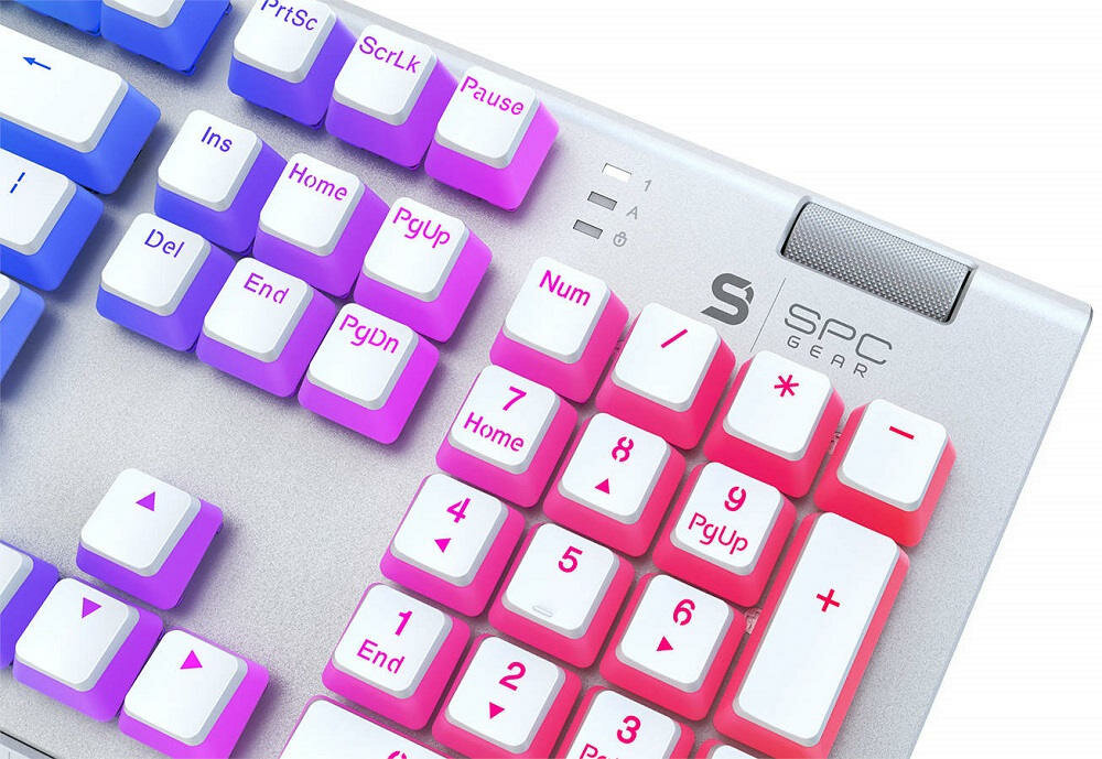 Klawiatura SPC GEAR GK650K Omnis Kailh Blue Onyx White Pudding - Rolka glosnosci 