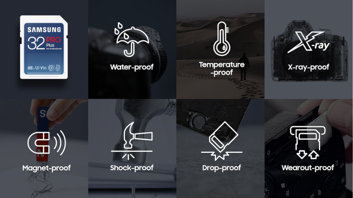 Karta pamieci SAMSUNG Pro Plus SDHC 32GB odpornosc na ekstremalne warunki