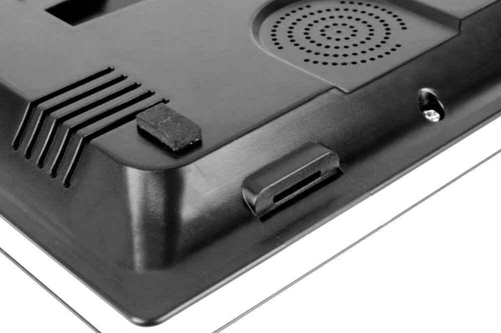 Monitor do wideodomofonu EURA VDA-10C5B kolorowy wyświetlacz LCD o przekątnej ekranu 10 cali umożliwia zapis obrazów rejestrację filmów na karcie microSD pojemność 128 GB sygnał w technologii AHD rozdzielczość 1024x600 pikseli