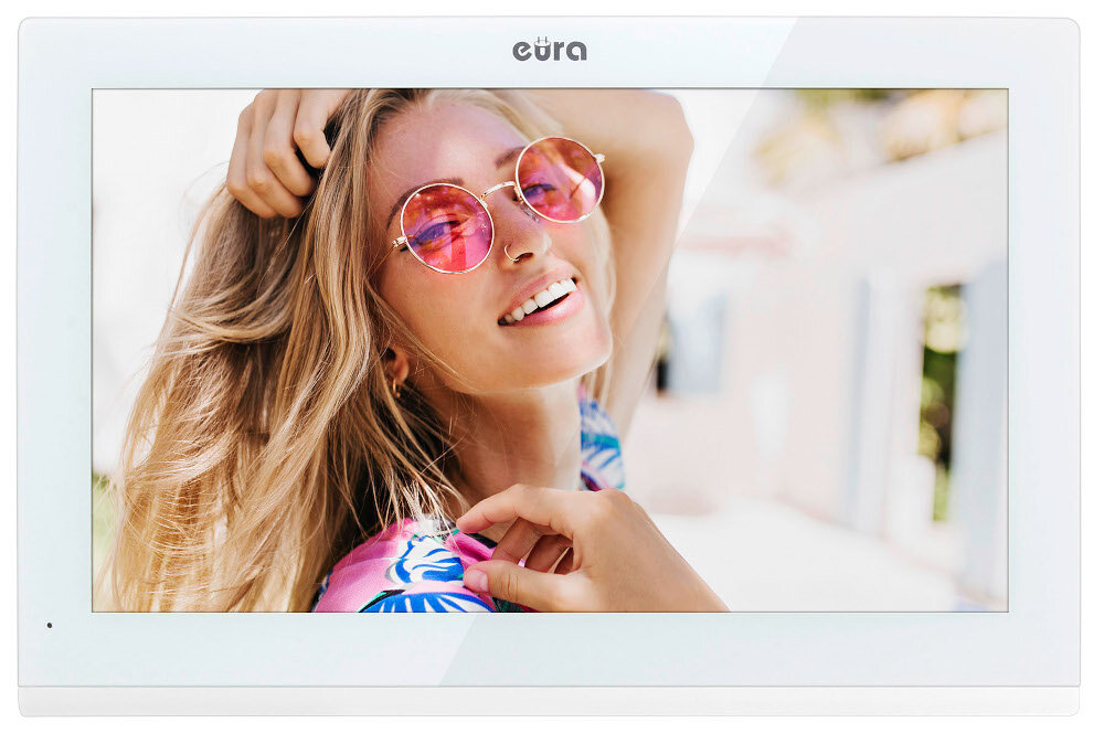 Monitor do wideodomofonu EURA VDA-11C5W urządzenie kontrolujące strefy wejścia na teren swojej posesji wysoki poziom bezpieczeństwa w białym kolorze