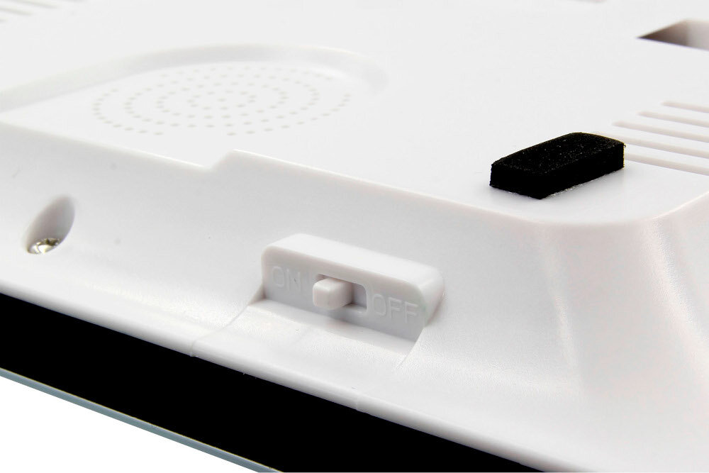 Monitor do wideodomofonu EURA VDA-11C5W prosta obsługa przycisk wywołania na kasecie zewnętrznej sparowanie z kasetą zewnętrzną automatycznie pojawi się obraz sygnalizowany dzwonkiem 12 melodii gongu