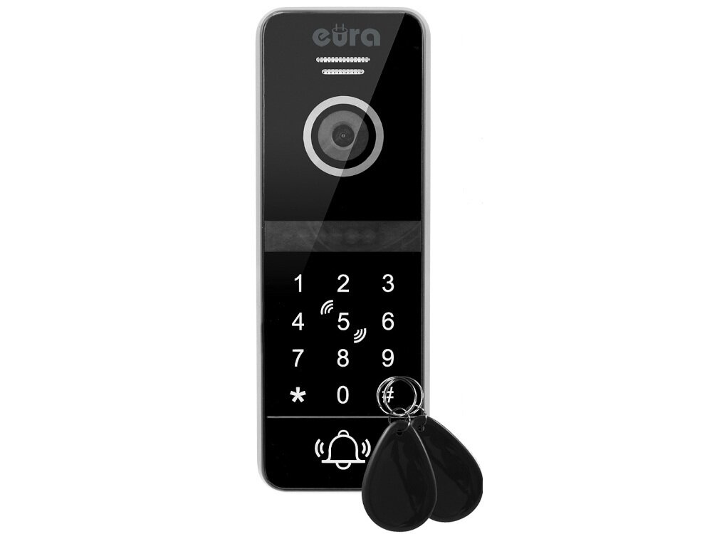 Wideodomofon EURA VDP-97C5 Biały czytnik zbliżeniowy breloki karty w standardzie Mifare 13,56 MHz szyfrator kod PIN
