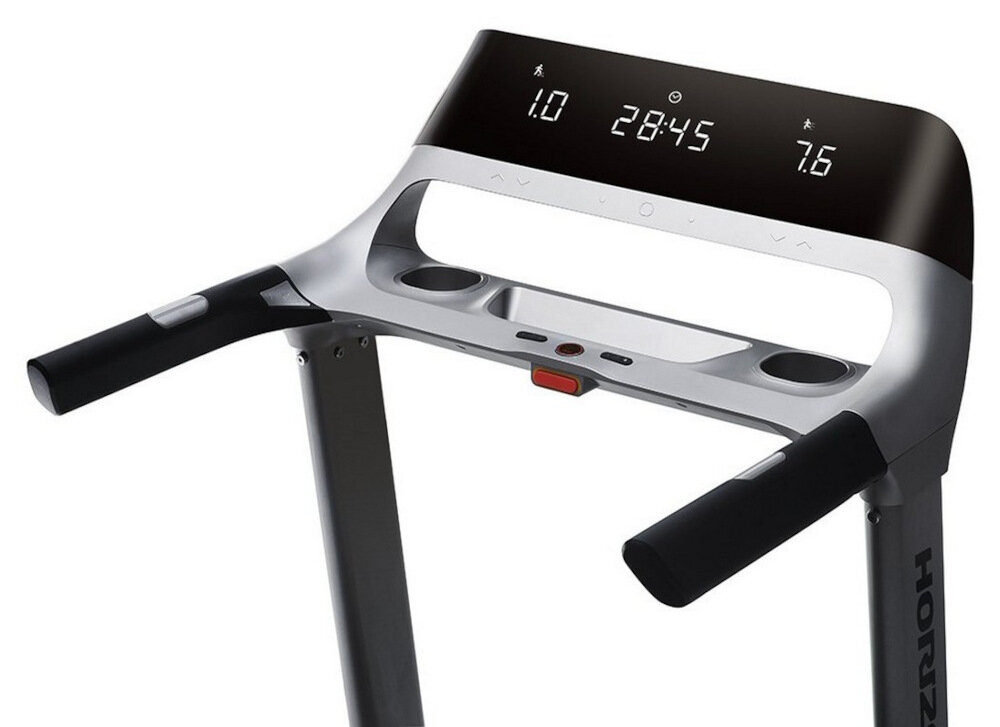 HORIZON FITNESS Paragon X wygodne ergonomiczne uchwyty bieg marsz bieżnia poczucie bezpieczeństwo