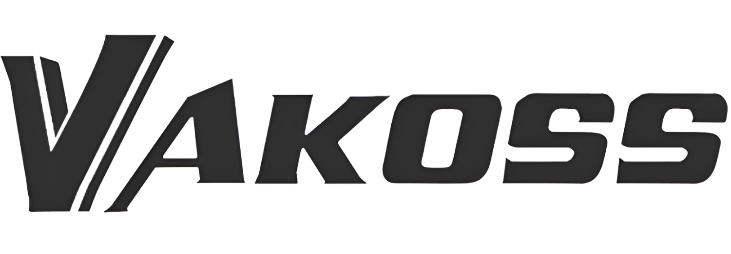 Logo z napisem \'Vakoss\' w czarnym kolorze na białym tle.