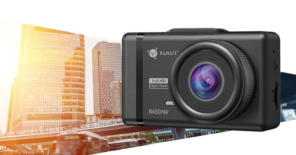 Wideorejestrator NAVITEL R450 NV obraz nagrywanie rozdzielczość czujnik matryca obiektyw droga samochód montaż zasilanie 