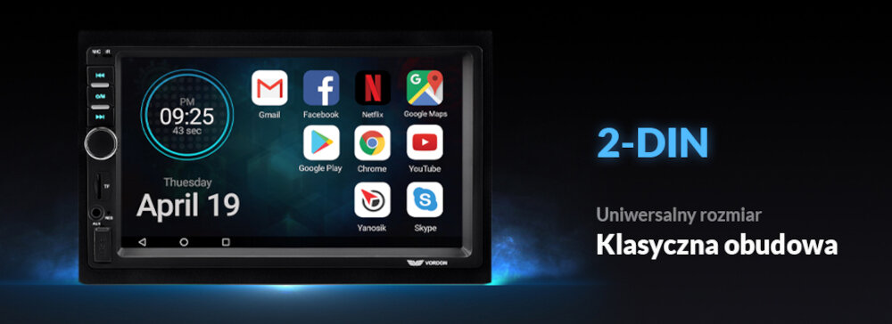 Radio samochodowe VORDON AC-8290  - rozmiar radia