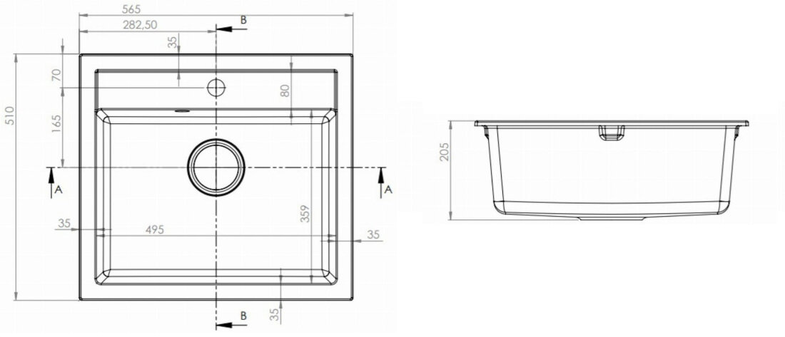 Zlewozmywak BERG Hobart BRQ19104 1.0 Bazaltowy solidne wykonanie elgancki design wymiary prezentacja bazaltowy odcien