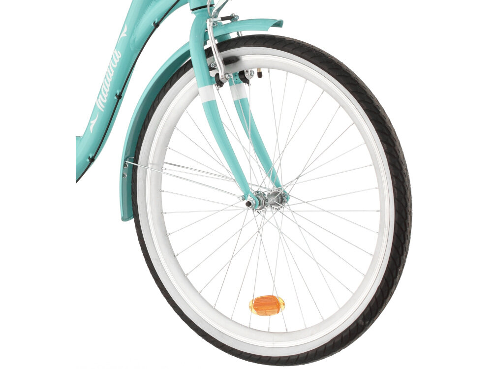 Rower miejski INDIANA Moena A3B 26 cali damski Lazur koła duże 26-calowe opony DELI wytrzymałe na uszkodzenia doskonale tłumią drgania lekka budowa błotniki