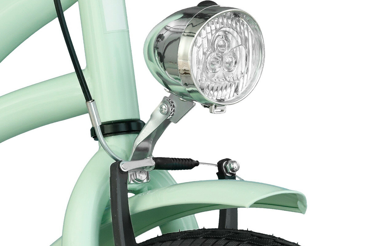 Rower miejski DAWSTAR Retro S1B 28 cali damski mietowy oswietlenie led