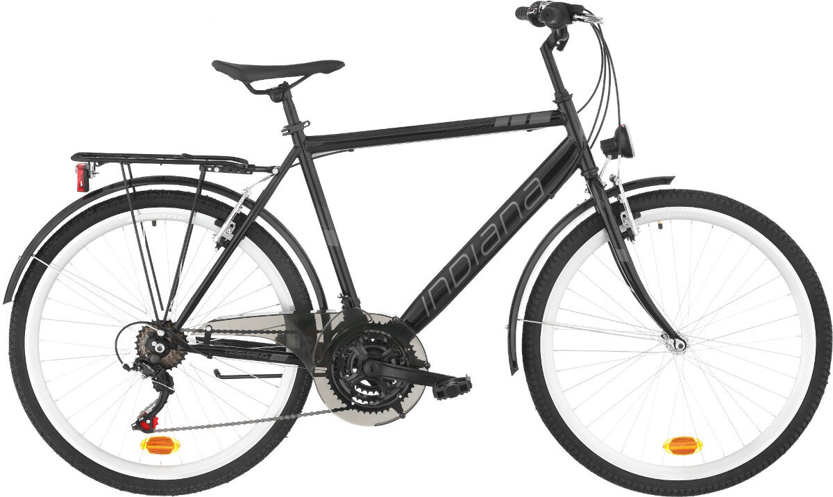 Rower trekkingowy INDIANA Trekker M21 26 cali damski Biało-fioletowy wyglad