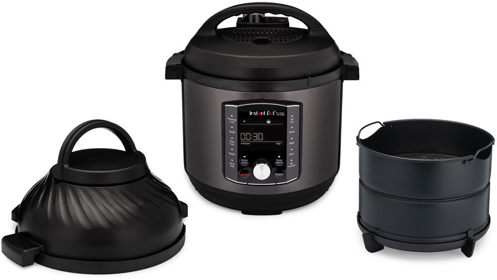 Multicooker INSTANT POT Pro Crisp + Air Fryer trójwarstwowe dno stal nierdzewna silikonowe uchwyty przenoszenie powłoka ceramiczna