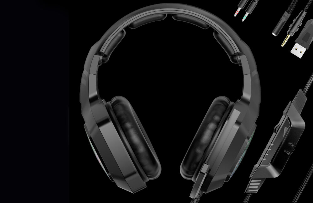 Słuchawki COBRA CR600 RGB mikrofon pilot kabel przewód