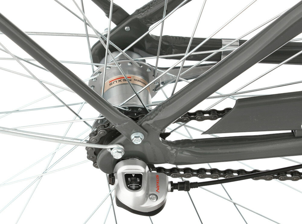 Rower miejski INDIANA Moena A3B 26 cali damski Grafit przerzutki na tył marki SHIMANO Nexus 3 3 biegi manetka SHIMANO Revoshift