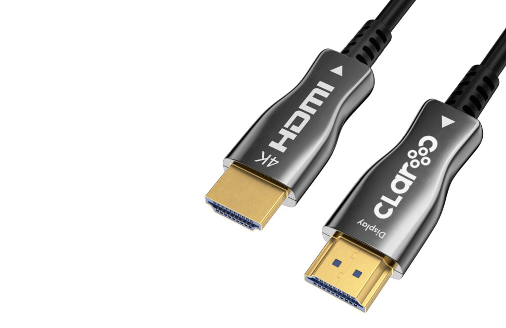 Kabel HDMI - HDMI AOC hybrydowa transmisja danych kabel żyły ocynkowane światłowód dane netflix hbo max jakość 4k 8 k kompresja obraz audio lekkość wytrzymałość