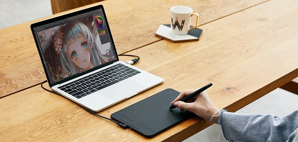 Tablet graficzny XP-PEN Deco Mini 7W rysowanie pisanie projektowanie nacisk przekątna android windows komaptybilność usb grafika