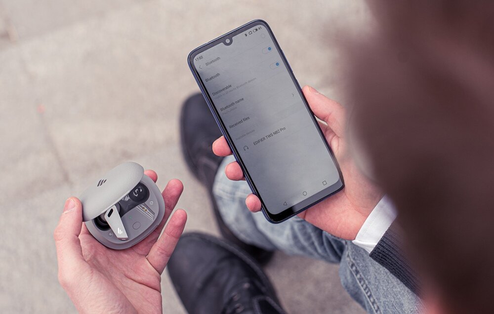 Słuchawki dokanałowe EDIFIER NB2 Pro BEZPRZEWODOWE TECHNOLOGIA SZUM MUZYKA PRZETWORNIKI KONTAKT MIKROFONY BLUETOOTH TRYB GAMINGOWY GRASZYBKIE ŁADOWANIE WODOODPORNE CZUJNIK PODCZERWIEŃ