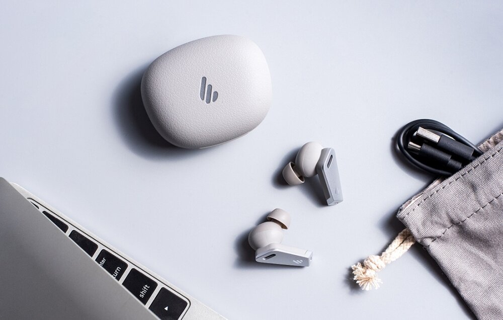 Słuchawki dokanałowe EDIFIER NB2 Pro BEZPRZEWODOWE TECHNOLOGIA SZUM MUZYKA PRZETWORNIKI KONTAKT MIKROFONY BLUETOOTH TRYB GAMINGOWY GRASZYBKIE ŁADOWANIE WODOODPORNE CZUJNIK PODCZERWIEŃ