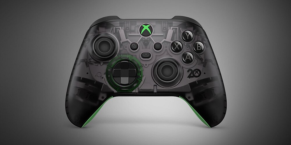 Kontroler MICROSOFT Xbox Series X-S 20th Anniversary Special Edition konsola granie komputer przyciski design obudowa baterie zasilanie zgodność cechy opis