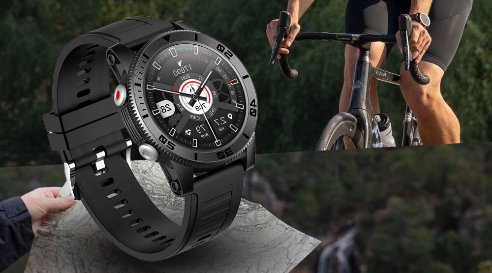 Smartwatch BEMI Voyager ekran bateria czujniki zdrowie sport pasek ładowanie pojemność rozdzielczość łączność sterowanie krew puls rozmowy smartfon aplikacja