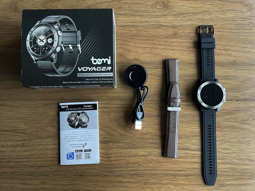 Smartwatch BEMI Voyager ekran bateria czujniki zdrowie sport pasek ładowanie pojemność rozdzielczość łączność sterowanie krew puls rozmowy smartfon aplikacja