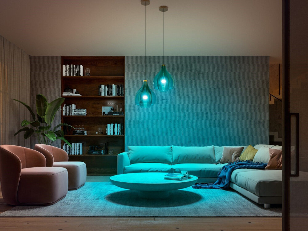 Zestaw startowy PHILIPS HUE 929002468804 9W E27 (3 szt.) + mostek Bridge synchronizacja światła z filmem grą dynamiczna reakcja zmienia kolor i natężenie kinowe aranżacje świetle 16 milionów dostępnych kolorów