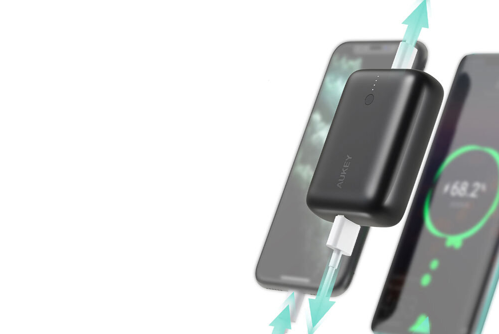 Powerbank AUKEY PB-N83S 10000 mAh 22.5W Czarny akumulator o pojemności 10000 mAh dwukrotne naładowanie baterii w telefonach iPhone 12 13 14 najnowszych modelach Samsunga