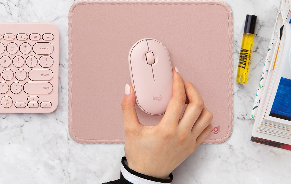 Podkładka LOGITECH Studio Series Darker Rose - ciche przesuwanie