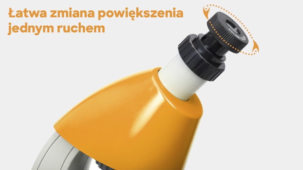 Mikroskop DISCOVERY Micro z książką układ optyczny obiektywy konstrukcja lekkość preparaty zasilanie bateryjne książka edukacyjna głowica nachylenie okular dwupozycyjny